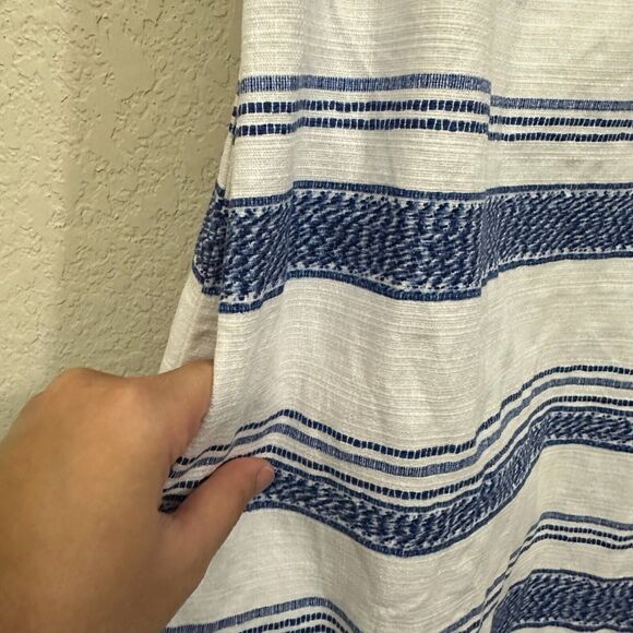 J. MCLAUGHLIN Tracy Mini Dress Striped Blue Sleeveless Shift Cotton - Picture 6 of 11